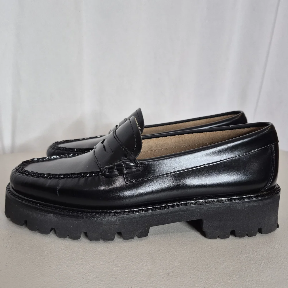 G.H Bass Women's Whitney Super Lug Weejuns Penny Loafer Black Leather - Size 6.5 - Picture 6 of 16
